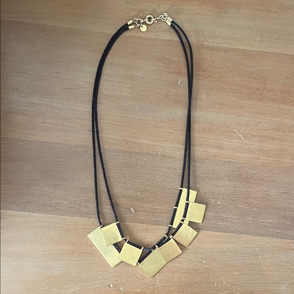 Madewell Gold Geometric Necklace with Black Cord
